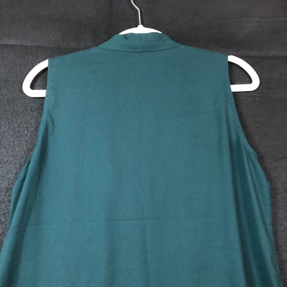 Express Womens Blouse Green V Neck Sleeveless Flowy Stretch Small - Picture 9 of 10